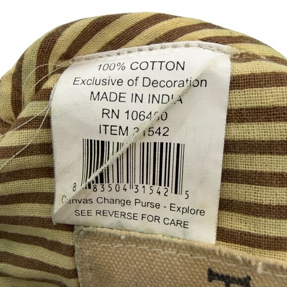 Primitives by Kathy Zipper Pouch Explore Arrows Tan Canvas Bag Elephant Keychain - Picture 7 of 10